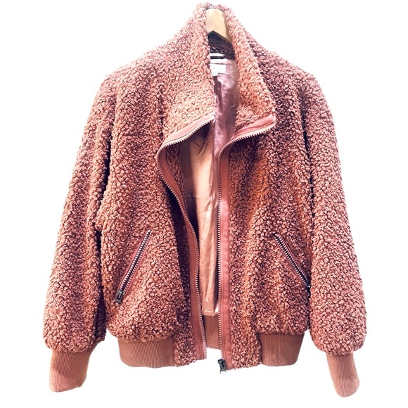 NWOT Teddy Inspired Relaxed Fit Sherpa Jacket in Terracotta Size Medium - Picture 7 of 11